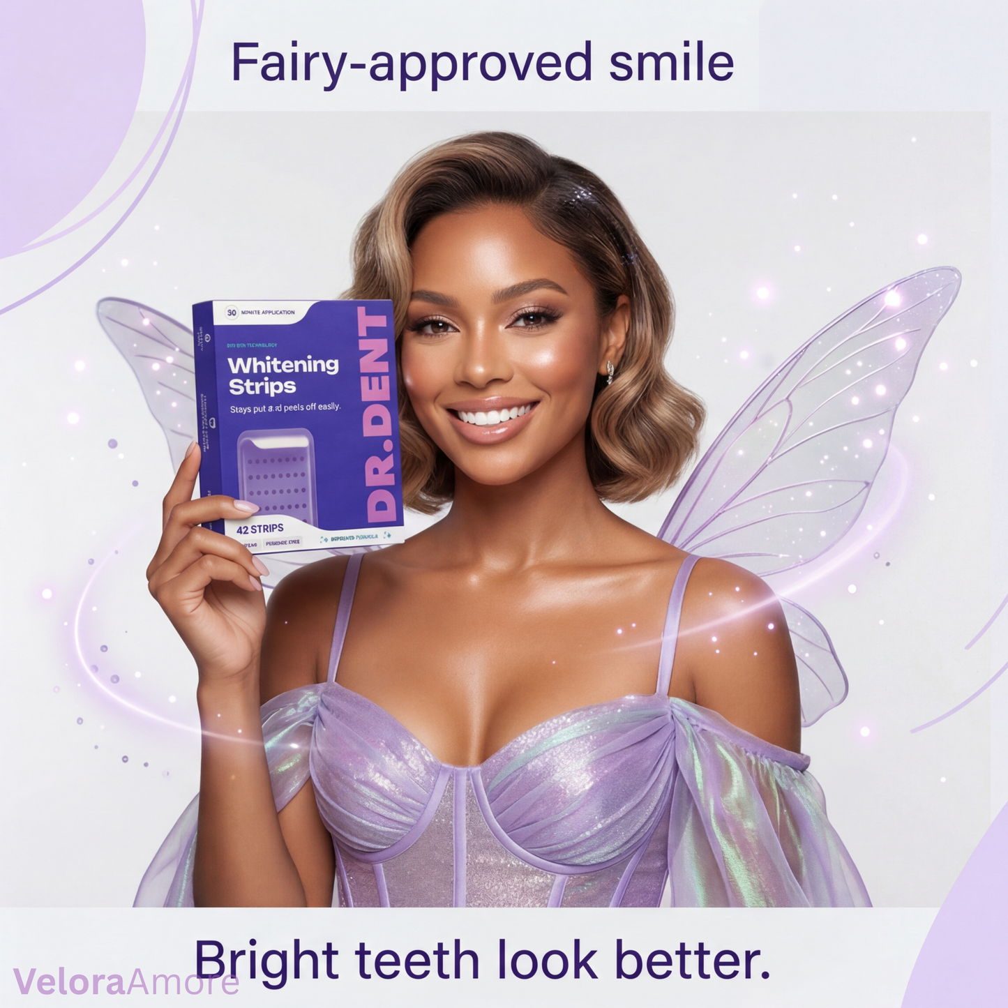 DR.DENT Purple Teeth Whitening Strips – Fast Brightening, Peroxide-Free Whitening
