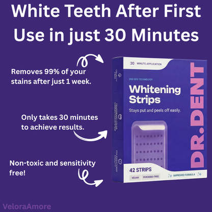 DR.DENT Purple Teeth Whitening Strips – Fast Brightening, Peroxide-Free Whitening