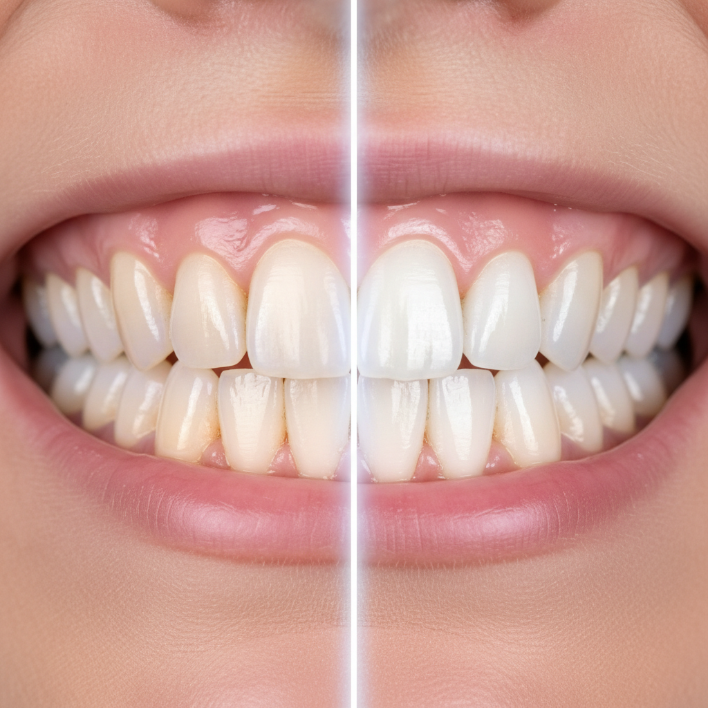 Before and after teeth whitening comparison